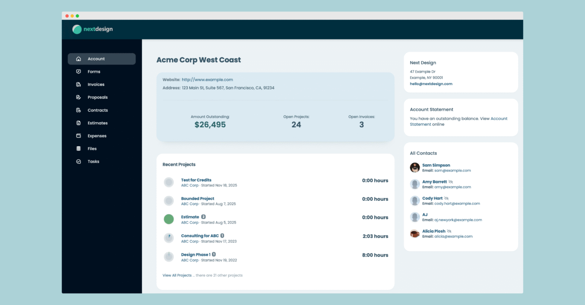 A subscription business can be managed through a simple client portal, giving your Clients a central place to manage their subscription